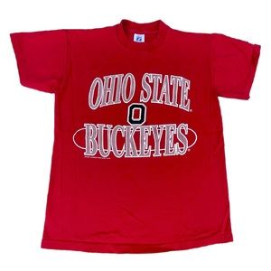 Vintage 90s Ohio State University Buckeyes Red Graphic T-shirt